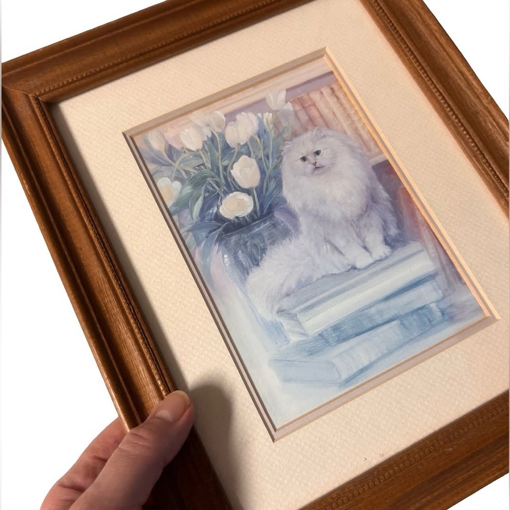 vintage framed Persian cat painting by ORESTA